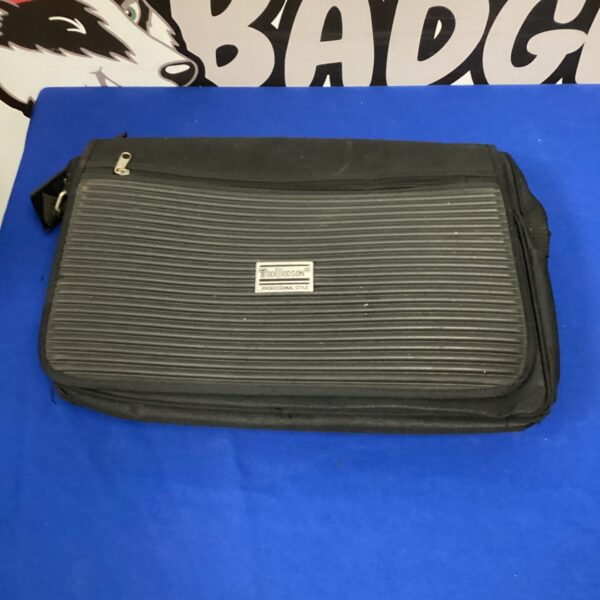 Black vintage Tod Bodson laptop bag, 1990s computer case.