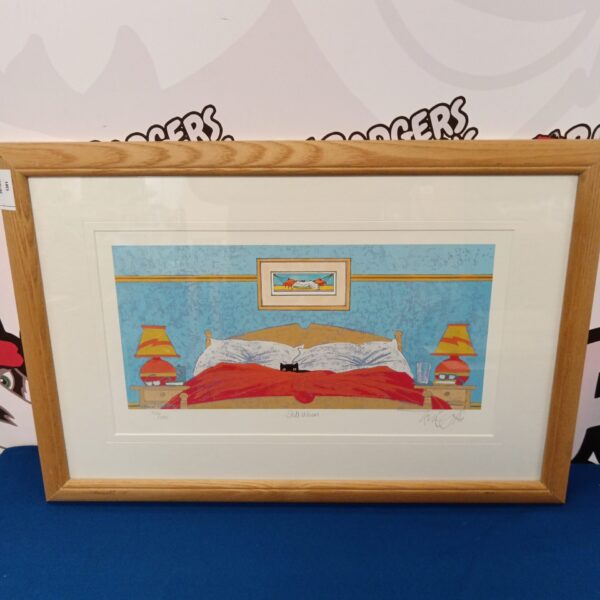 Vibrant limited edition Tony Goff print depicting a colourful bedroom scene.