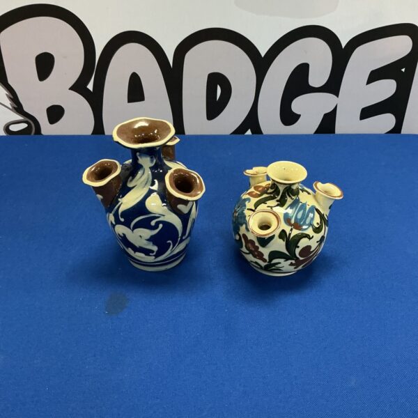 Vintage Torquay Pottery Aller Udder vase with colourful floral design.