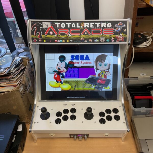 Total Retro tabletop arcade cabinet with dual joysticks.