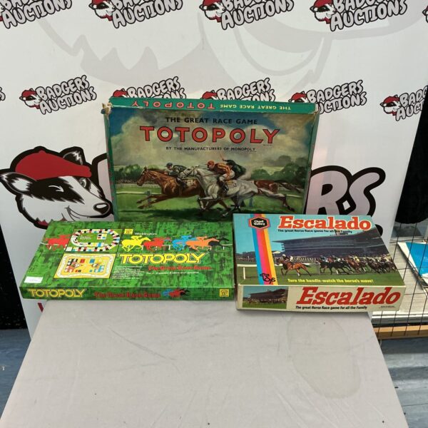 Vintage Totopoly game board with colourful horse racing graphics.