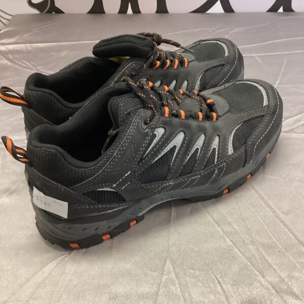 Black and orange size 9 Trojan safety shoes for work.