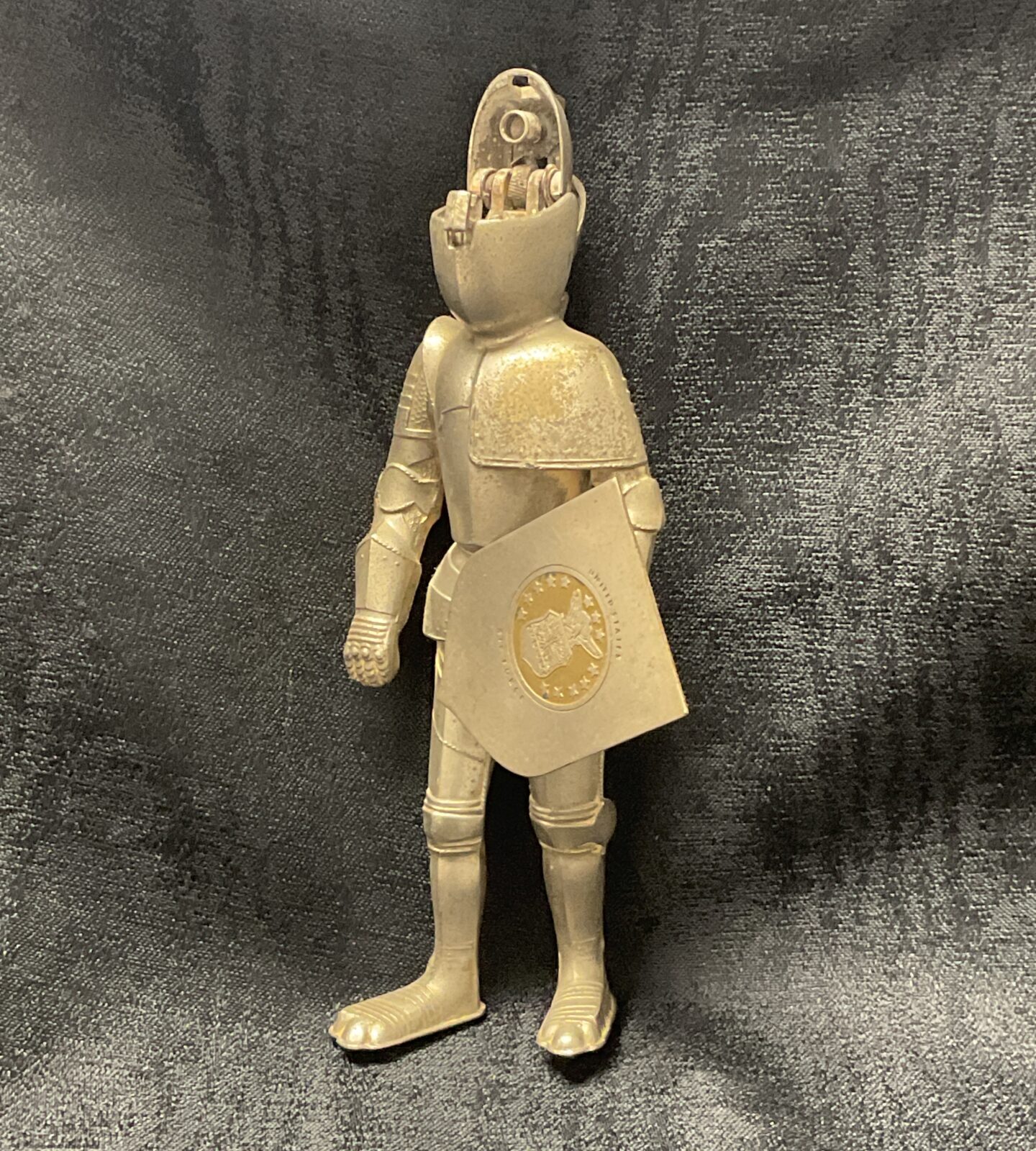 Side view of vintage US Air Force Knight whitemetal lighter.