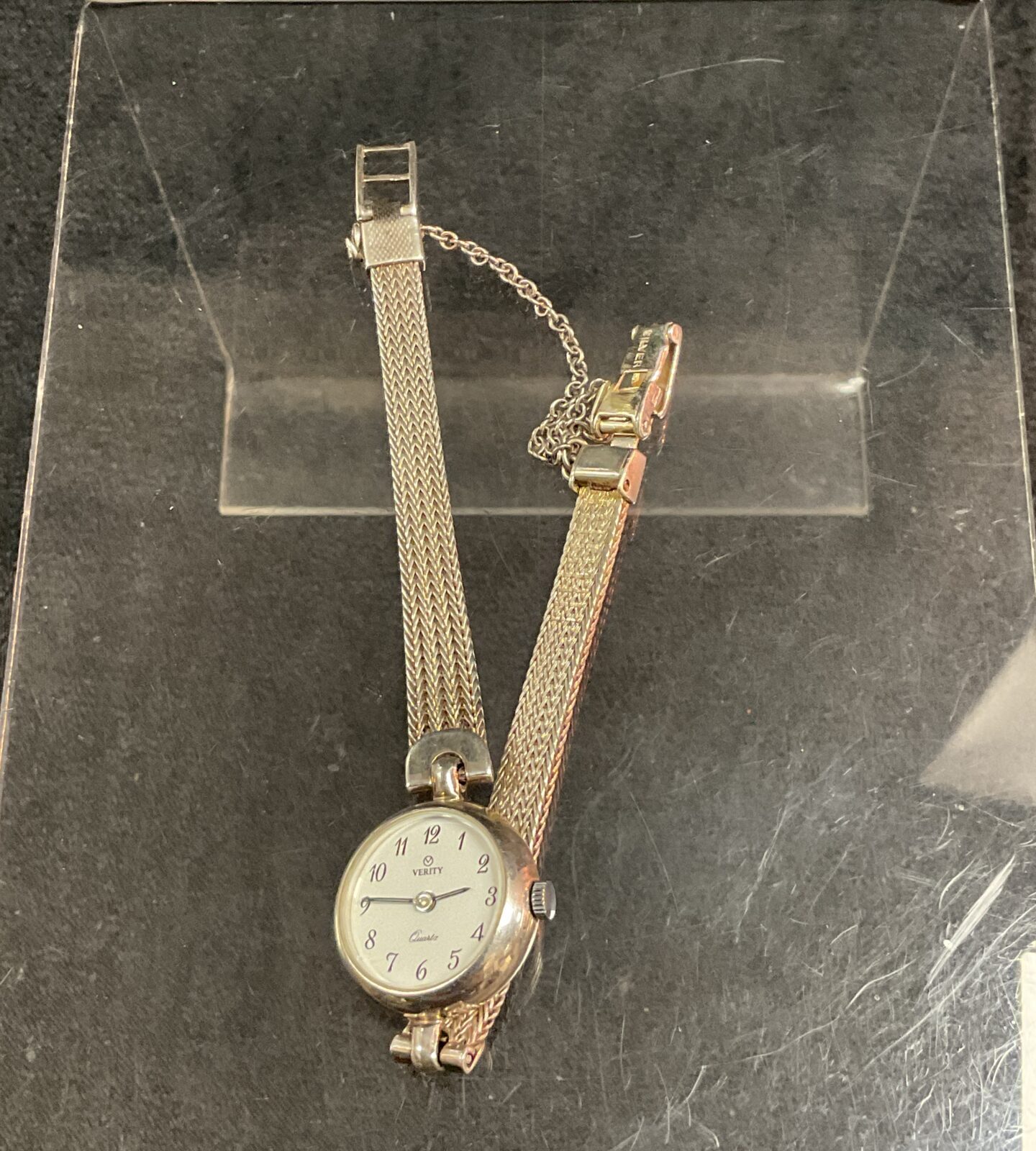 Vintage Verity 925 silver watch with delicate bracelet strap.
