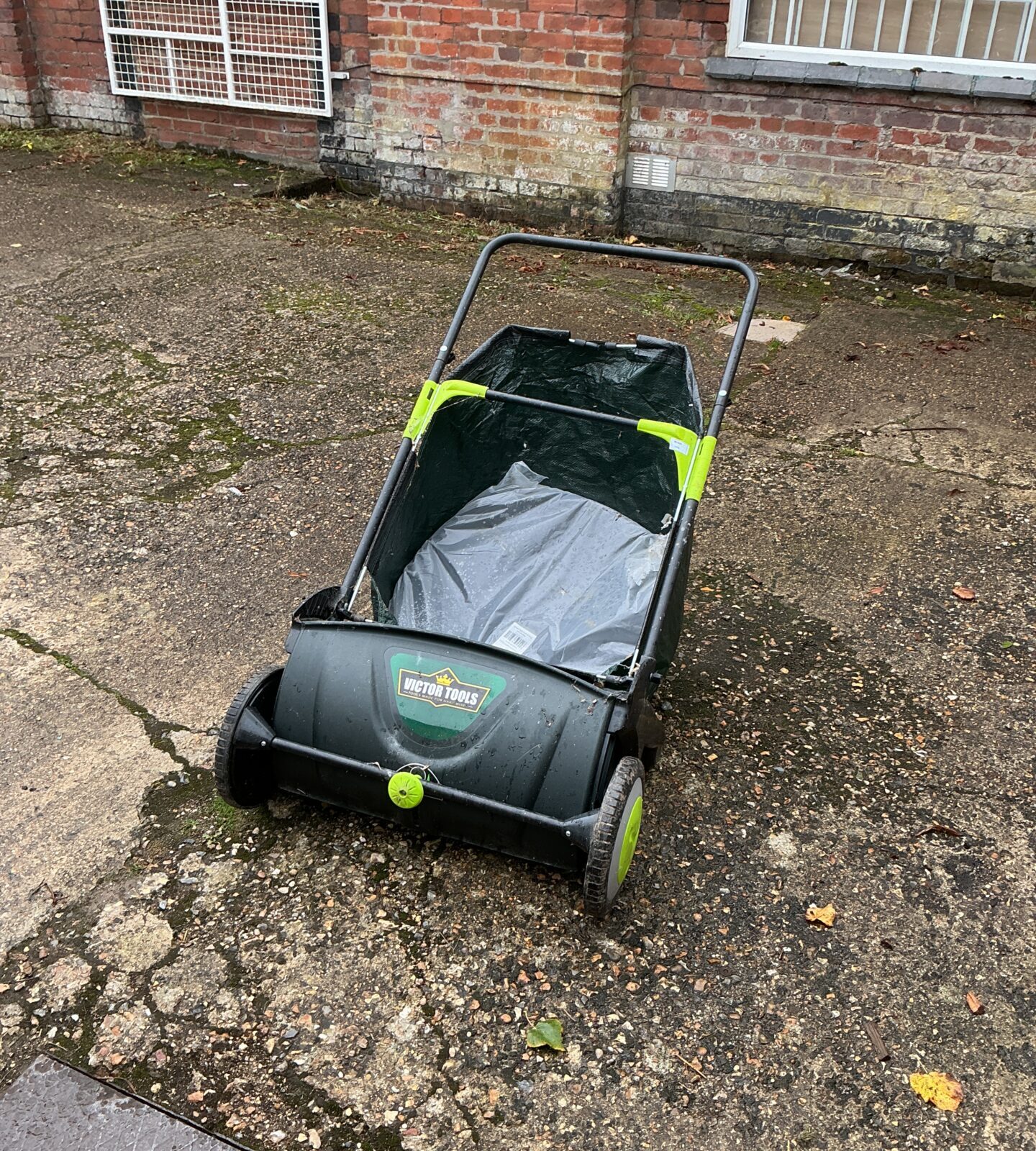 Victor lawn rake for collecting leaves and garden debris.