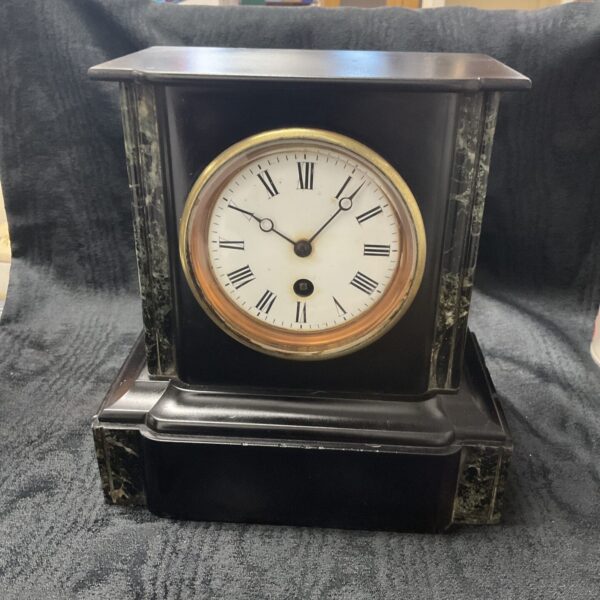 Antique Victorian French slate mantle clock by R&C Paris.