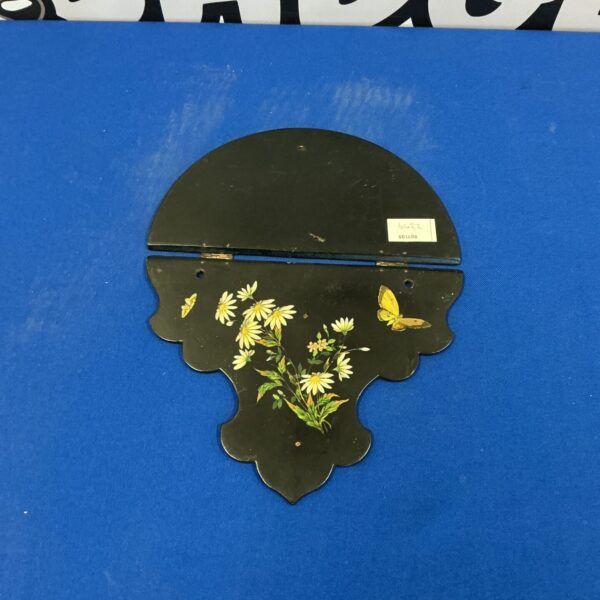 Antique Victorian Papier-mâché shelf with hand-painted floral design.