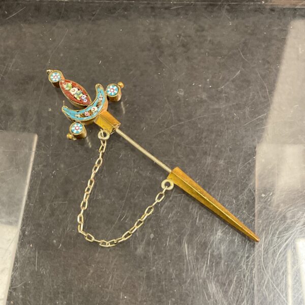 Victorian scabbard sword with detailed Italian micro mosaic decoration.
