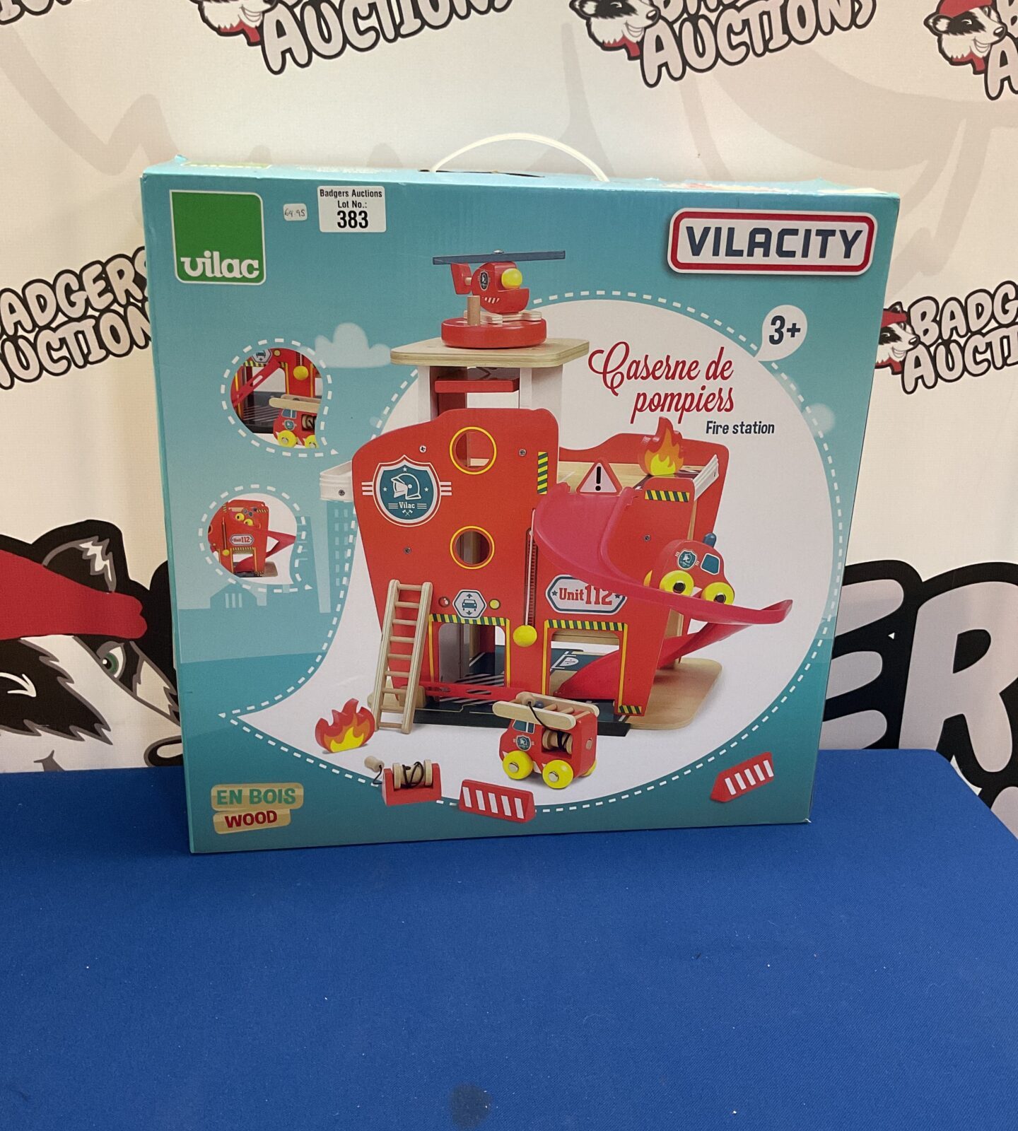 Vilac VilaCity Fire Station wooden playset in original packaging.