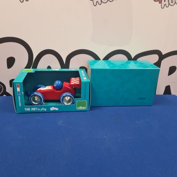 New boxed Vilac wooden race car, classic French toy.