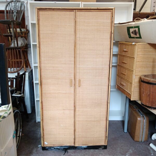 Vintage bamboo wardrobe with bull reed detailing.