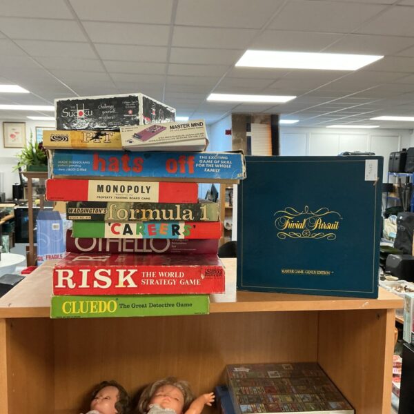 Vintage board games lot, classic parlour games collection.