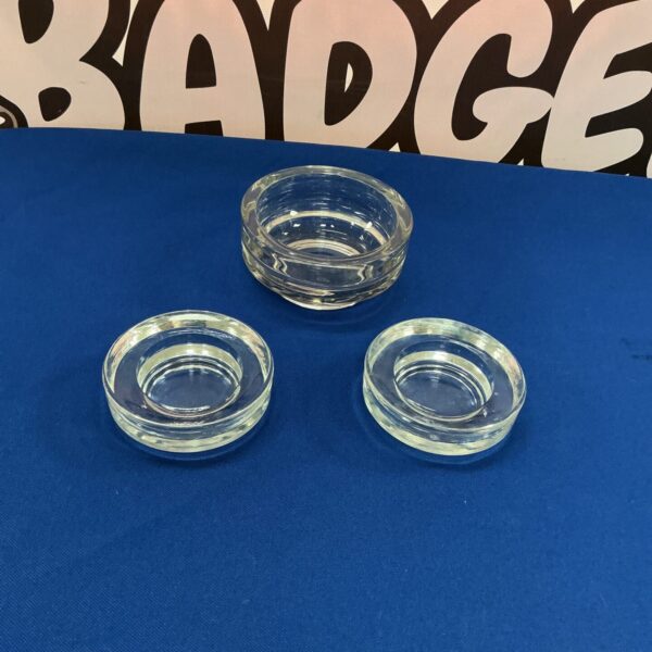 Lot of three vintage glass ashtrays in good condition.