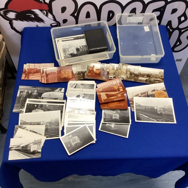 Lot of vintage locomotive photographs for collectors and railway enthusiasts.