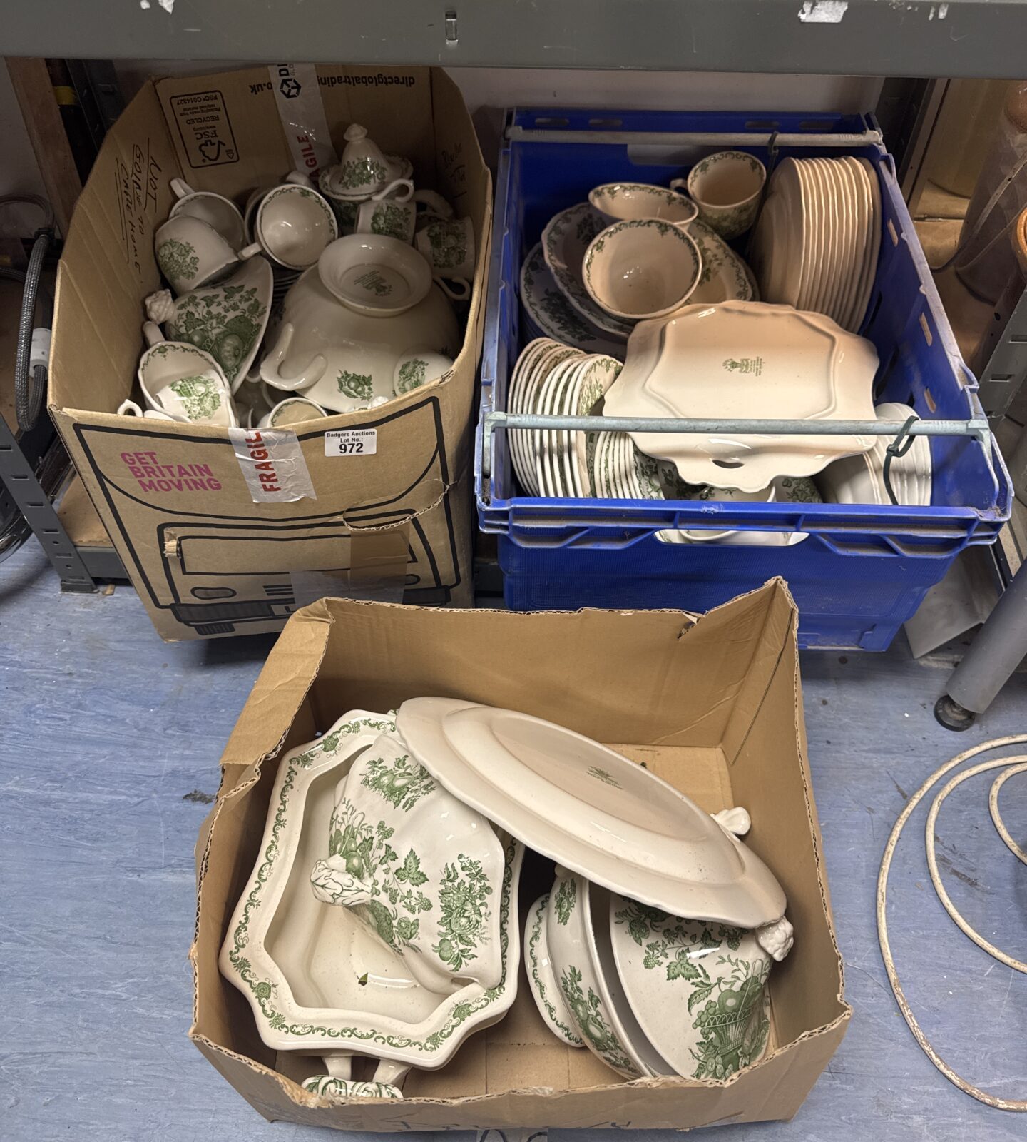 Vintage Masons Ironstone dinner service lot with floral pattern.