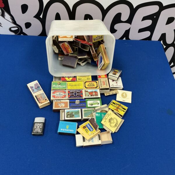Large lot of vintage matchboxes and a Jack Daniels lighter for collectors.