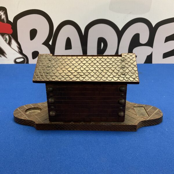 Vintage wooden Noah's Ark pen stand for desk organisation.