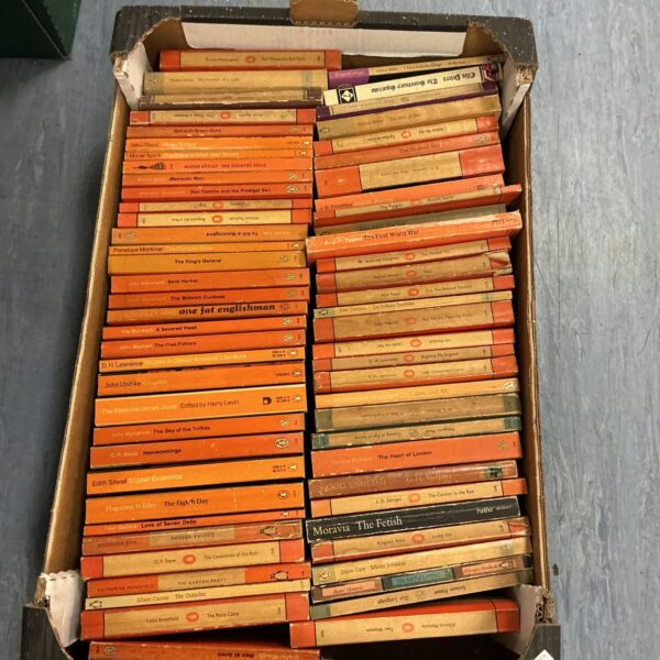 Lot of vintage Penguin books, including The Catcher in the Rye.