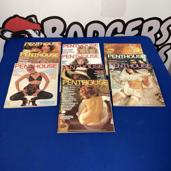 Vintage bundle of Penthouse magazines for collectors.
