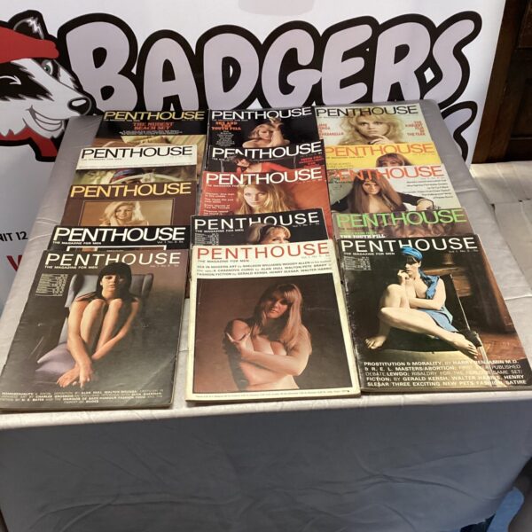 Bundle of vintage Penthouse magazines for collectors and enthusiasts.