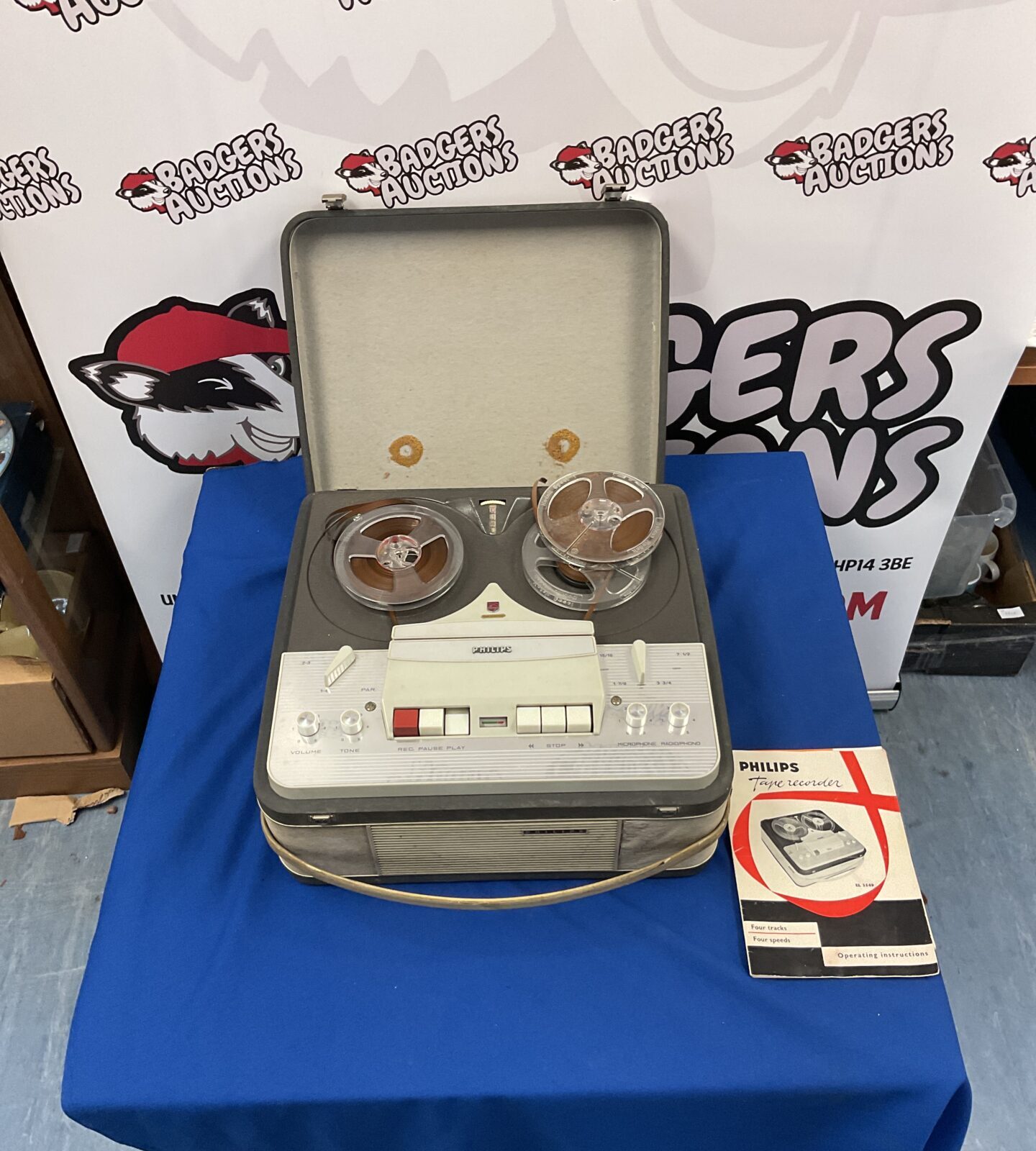 Vintage Philips EL3549 tape recorder in good condition.