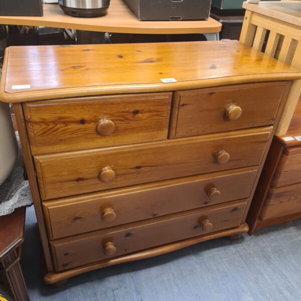 Vintage pine chest of drawers with two over three drawers.