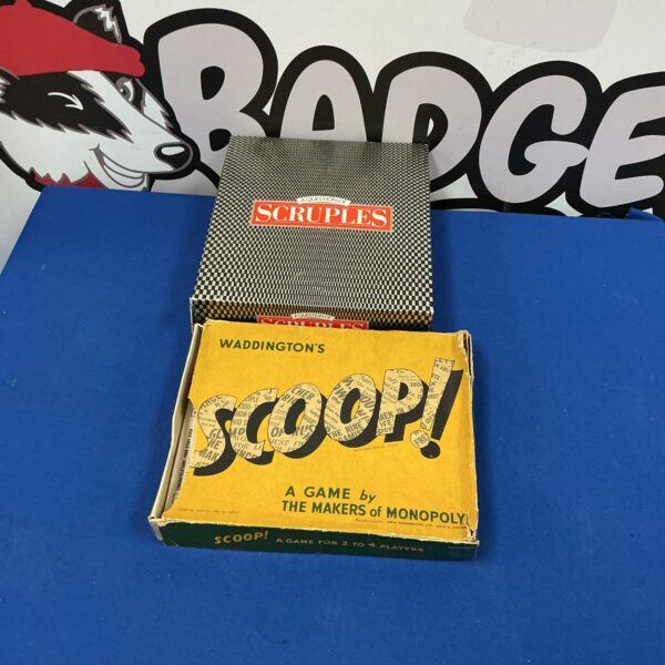 Vintage Waddington's Scoop board game box, collectible retro game.