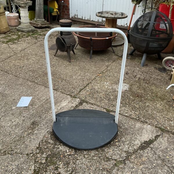 Vintage metal swinging sign frame for shop display.