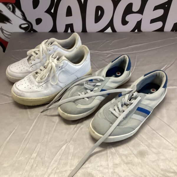 Pair of vintage Nike and Lambretta trainers for collectors.
