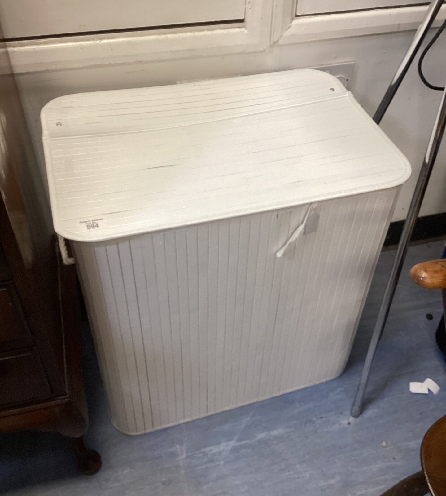 Vintage metal washbin for laundry and farmhouse decor.