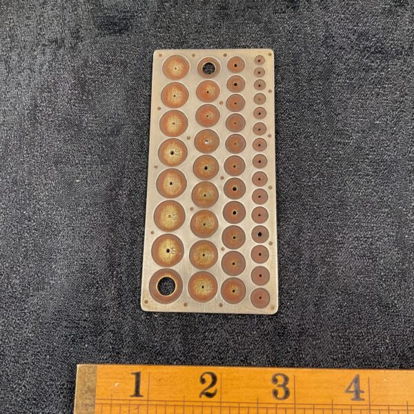 Vintage brass watchmaker cylinder gauge for measuring escape wheels.