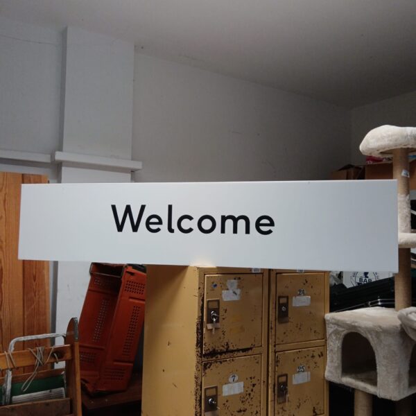 Large acrylic visitor centre welcome sign for reception areas.