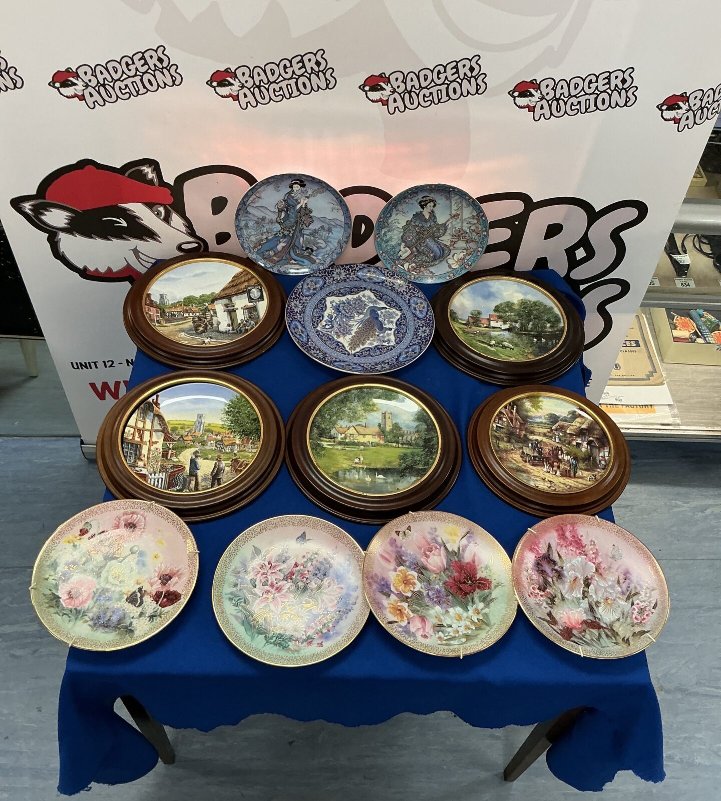 Collection of vintage Wedgwood and decorative wall hanging plates.