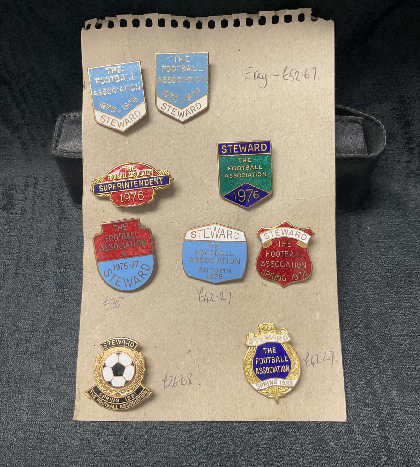 Vintage Wembley Stadium steward badge, a collectible piece of football memorabilia.