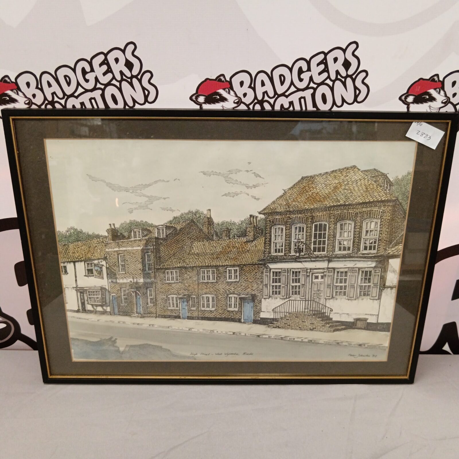 Framed artwork of West Wycombe High Street by Peter Johnston.