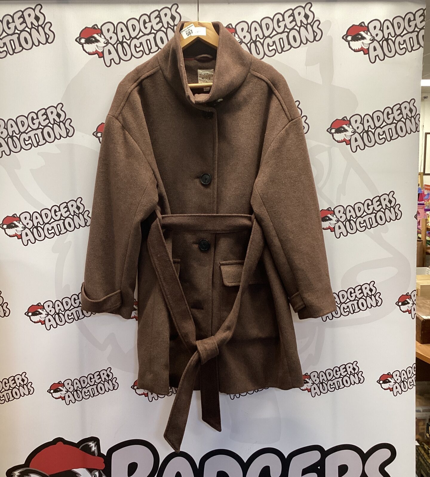 Brown White Stuff ladies coat size 14, belted design.