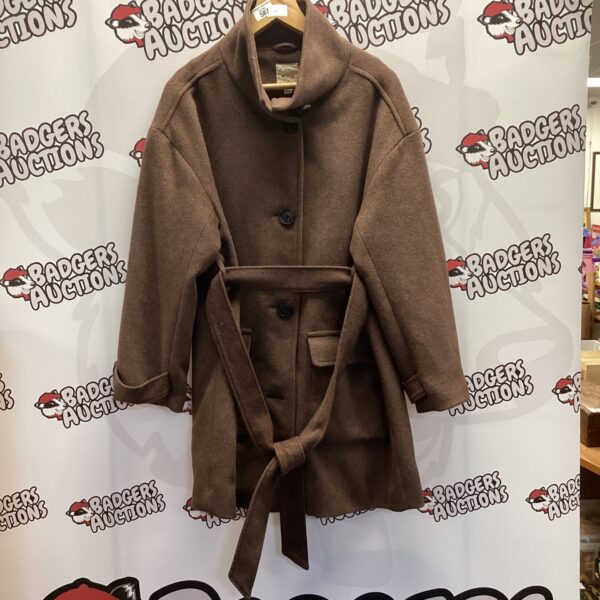 Brown White Stuff ladies coat size 14, belted design.