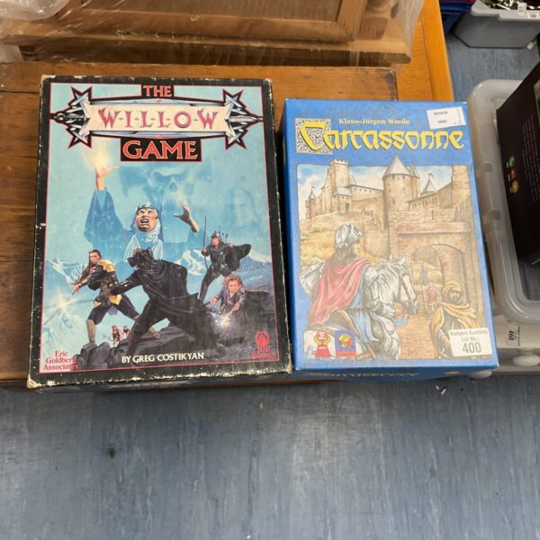 Vintage lot of *Willow* and *Carcassonne* games for collectors.