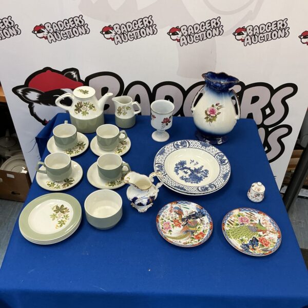 Vintage Wood and Sons Burslem coffee set with floral design.