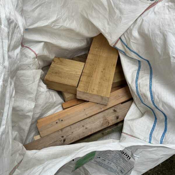 Bag of assorted wood offcuts for DIY projects.