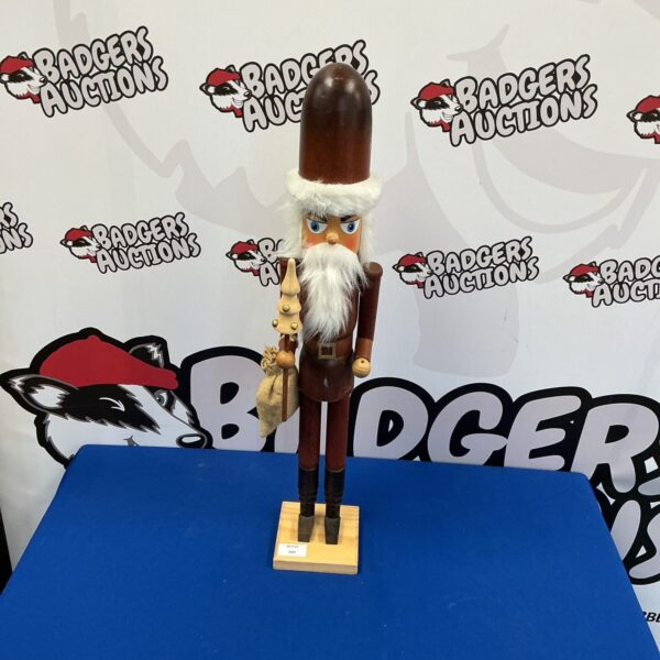 Vintage wooden Christmas soldier figure, 16 inches tall.