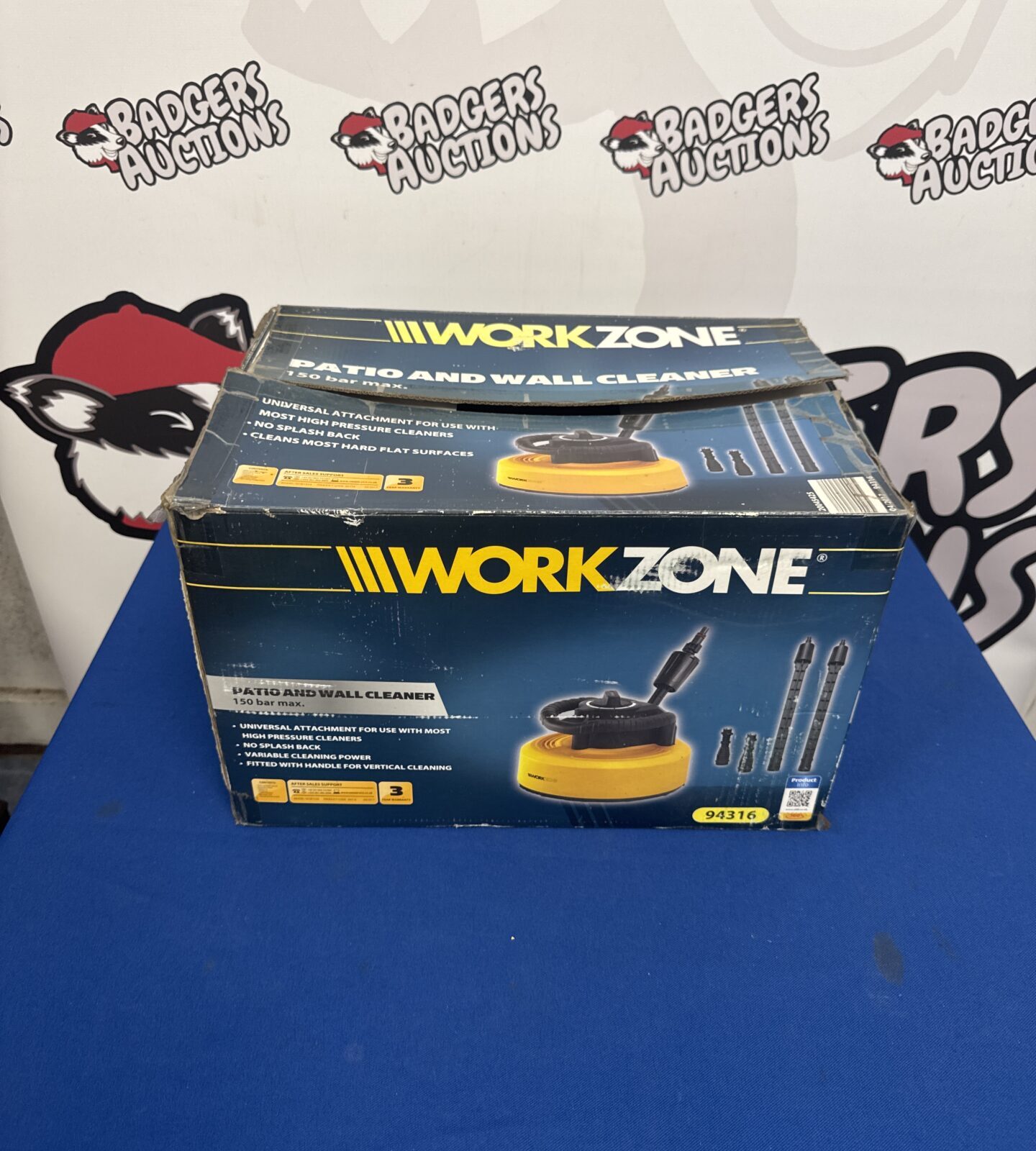 Workzone patio and wall cleaner pressure washer attachment for outdoor cleaning.