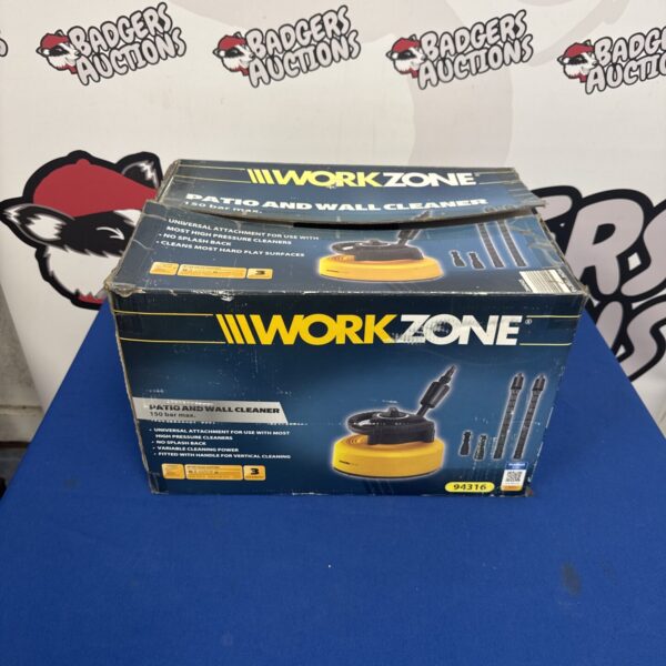 Workzone patio and wall cleaner pressure washer attachment for outdoor cleaning.