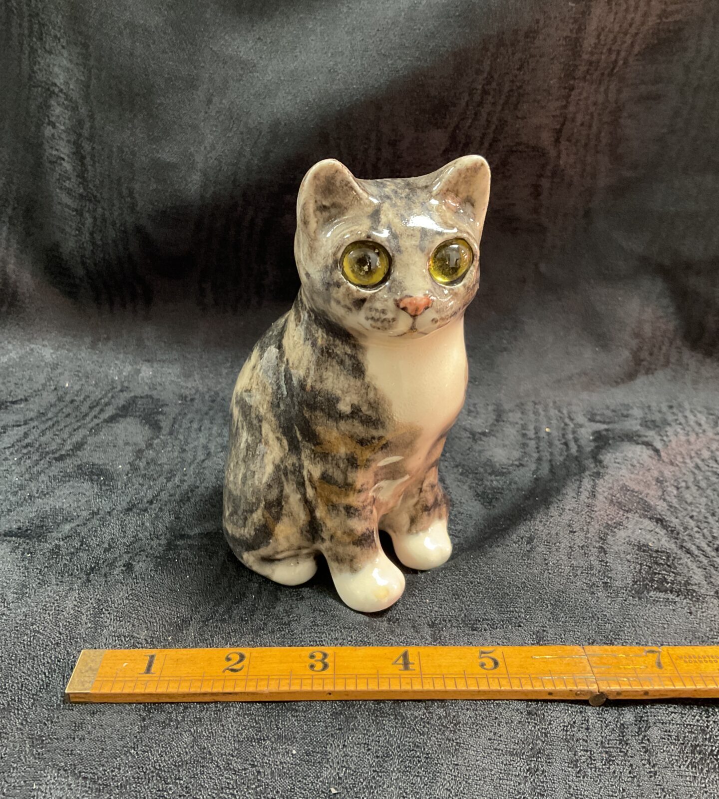 Vintage Wynstanley Tabby Cat ceramic figurine for collectors.