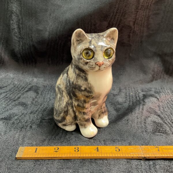 Vintage Wynstanley Tabby Cat ceramic figurine for collectors.