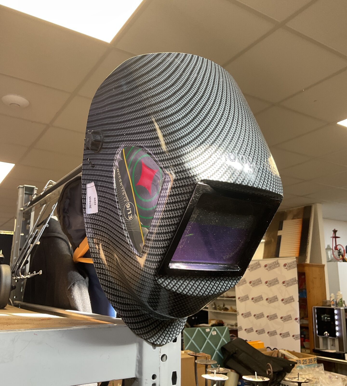 Used Wyten 175 9/13 welding mask for welding safety.