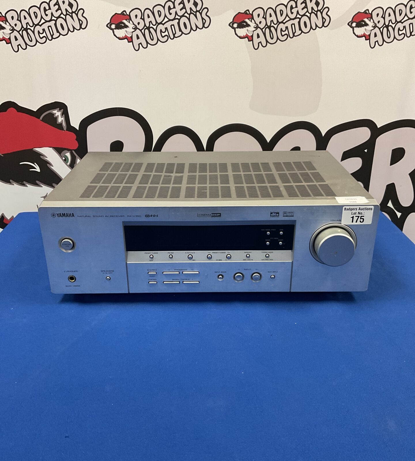 Yamaha RX-V350 AV receiver front view, vintage audio equipment.
