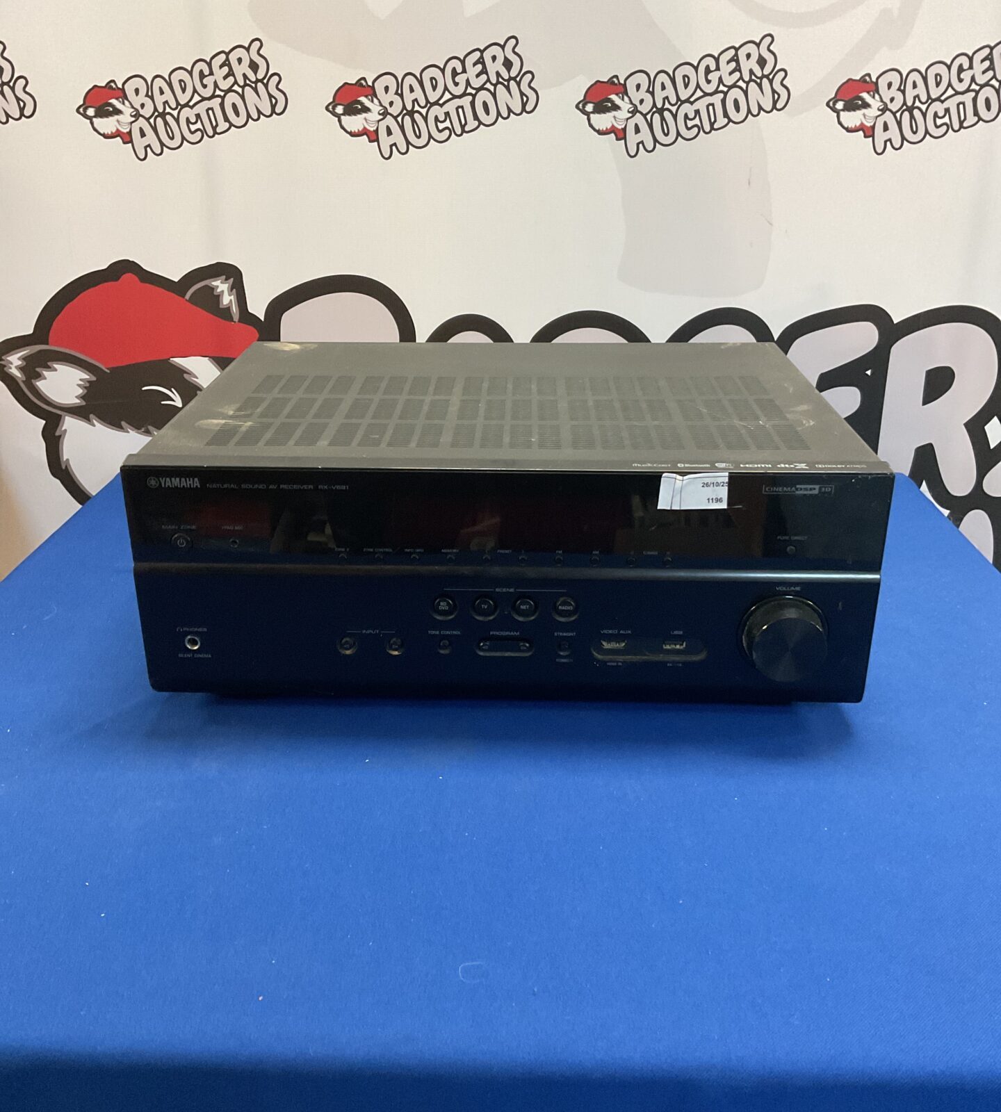 Yamaha RX-V681 AV receiver front view, black finish.