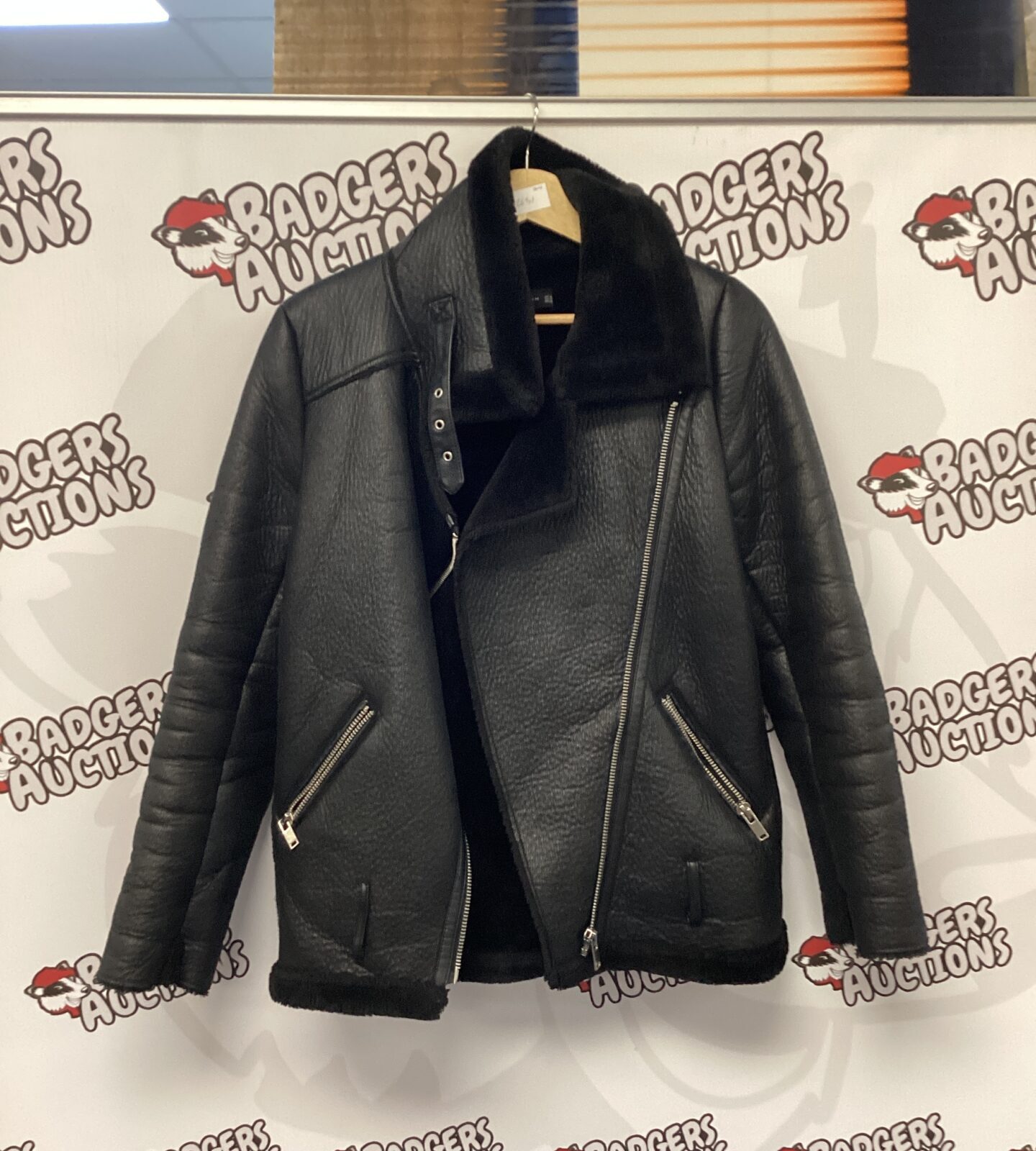 Zara woman’s XS faux leather biker jacket, stylish outerwear.