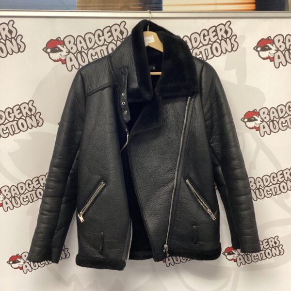 Zara woman’s XS faux leather biker jacket, stylish outerwear.